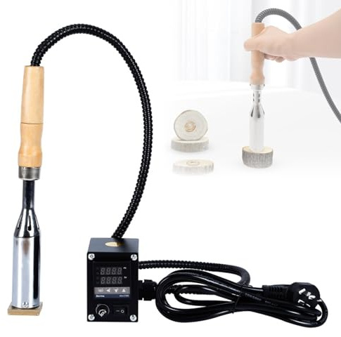 HiJiuAn Tragbares Elektrisches Brandeisen, 60/300 W, 0–400 °C Temperaturregelung, Brandmaschine Für Holz, LCD-Digitalanzeige/einstellbare Temperatur, Für Holz, Messingstempel, Holzbrennstempel