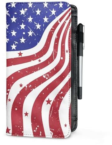 Mumeson American Flag Server Books for Waitress PU Leather Guest Book Note Pad Waiter Server Organizer Wallet with Zipper Pocket Guest Check Holder with Card Slot