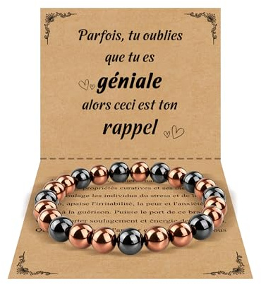 VGWON Bracelet Cuivre Femme, Bracelet Hematite Magnetique Femme