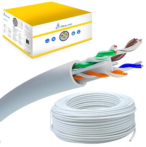 EXTRALINK Cable Ethernet 25M CAT6 para interior, Cable Red U/UTP LAN AWG24 – 100% cobre puro, compatible con PoE, hasta 1 Gbps, PVC flexible, fácil de instalar para redes domésticas y profesionales