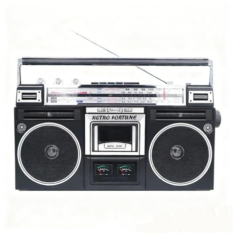 Retro Boombox with Bluetooth, Retro Cassette Boombox, Am/FM Radio, Retro Classic 80s Style Portable Boombox, Retro Bluetooth Tape Recorder, Support SD/USB Input, High Bass Speakers