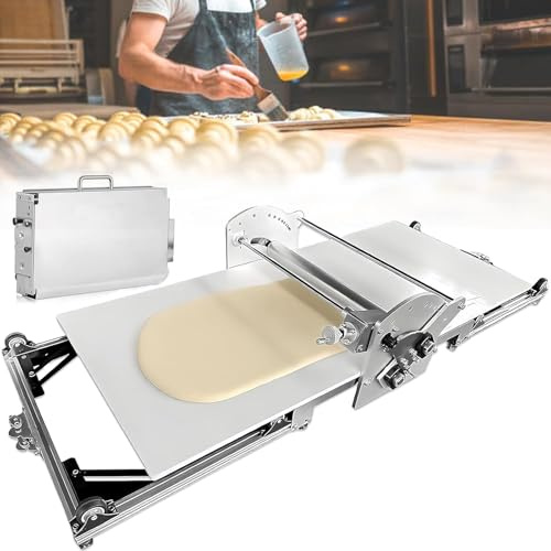 AityBuy Macchina Stendipasta Professionale da Tavolo | Sfogliatrice Elettrica Regolabile (2-30 Mm) per Impasti per Croissant, Pizza E Pasta | Design Pieghevole in Acciaio Inox, 110 V/220 V