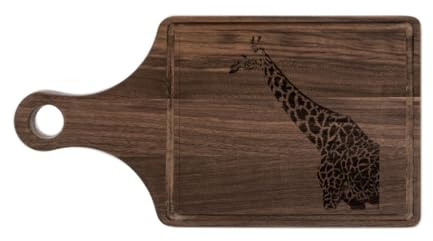 3dRose Black and White Giraffe Sketch- Animals- Art Paddle with drip ring 13.5x7 Walnut Cutting Board