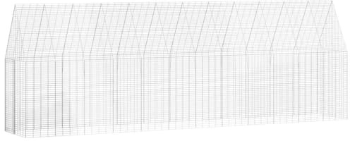 Mhdvray Set di 2 gabbie per polli in acciaio zincato, 600 x 100 x 210 cm, recinto per giardino e terrazza, robusto recinto esterno per polli, conigli e roditori, argento