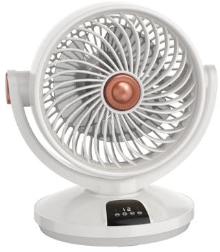 Brigros White - Ventilatore Da Tavolo Arion 35W con Telecomando, Display LED e Timer 12 Ore, Ventola Oscillante 70°, 3 Velocità, Inclinazione Regolabile, 24,5x19,7x27,5 cm