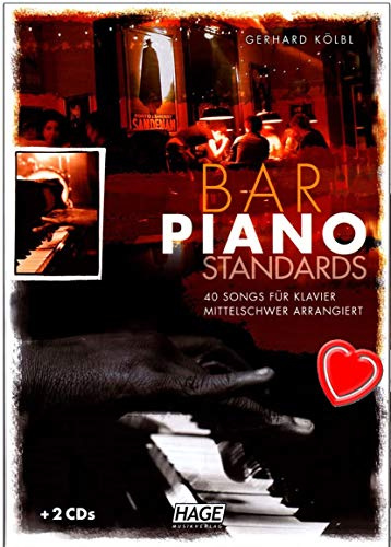 Bar Piano Standards - 40 Songs für Klavier mittelschwer arrangiert - Notenbuch von Gerhard Kölbl - mit 2 CDs und bunter herzförmiger Notenklammer - HAGE Musikverlag - EH3703-9783866260764