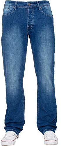 New Mens ENZO Stretch Straight Leg Regular Fit Classic Basic Denim Jeans