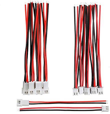 Hyber&Cara 20 Pair JST XH 2.54 mm 2 Pin Male and Female Micro Connector Plug with 10cm 24 AWG Electrical Wire Silicone Insulated | JST XH 2.54 mm with 10cm 24 AWG Electrical Wire Silicone Insulated