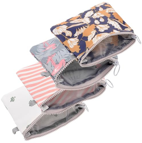 SUPVOX Lot De 4 Sacs Pour Serviettes Hygiéniques Étanches À Fermeture Éclair Pochette Hygiénique Lavable En Polyester 5.12X5.12X0.39In Pour Femmes Et Filles Idéal Pour Voyage Et Extérieur