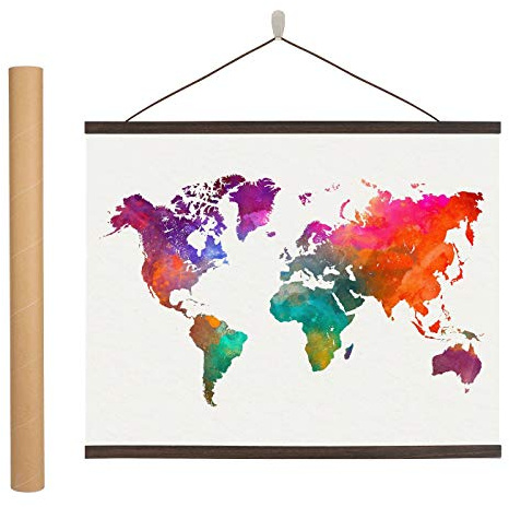 EARTHABITATS Magnetic Poster Hanger Frame - 24 inches Wooden Magnetic Poster Frame Hanger for Scratch Off Maps, Prints, Pictures, Photos, Canvas Artwork