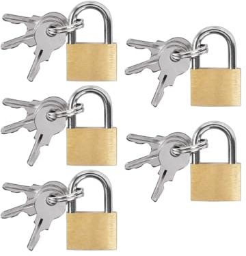 UCEC 5x Mini Vorhängeschlösser mit Schlüssel, Gepäck-Vorhängeschloss