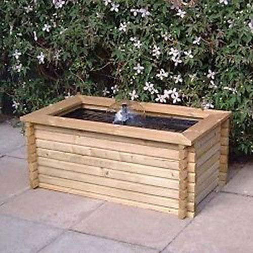 Rectangular Raised Garden Pool 60 Gallon with Liner Fish Pond Water Feature