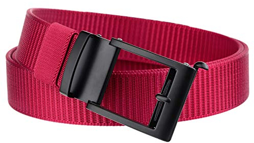 KYEYGWO Herren Nylon Gürtel mit Automatik Schnalle, Verstellbar Stoffgürtel Outdoor Taillengürtel Tactical Freizeitgürtel Männer Arbeitsgürtel, Rot