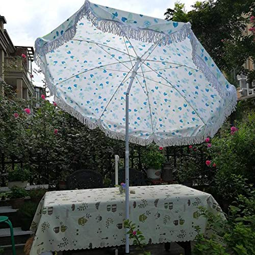 ACXZ Parasol de plage de 200 cm, parasol à franges, inclinaison de parasol de patio extérieur Boho, réglable en hauteur/imperméable/anti uv, 8 nervures (sans base)