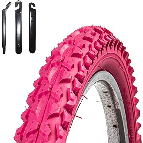 1 x Roverstone 24 Fahrradreifen Fahrradmantel rosa 57-507 (24x2,125) inkl. 3 Reifenheber