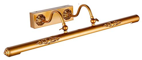 LANMOU LED Spiegelleuchte Badezimmer Retro Spiegellampe Neutralweiß 4000K, IP44 Bad Wandleuchte Messing Vintage Badleuchte Einstellbar Bilderleuchte für Schminktisch Waschbecken,62cm/12w