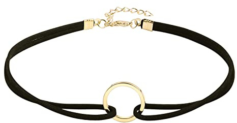 Gualiy Damen Choker Halskette, Halsband Damen Choker Samt mit O-Ring Gothic Halsschmuck Silber Schwarz Verstellbar Halskette für Frauen Mädchen