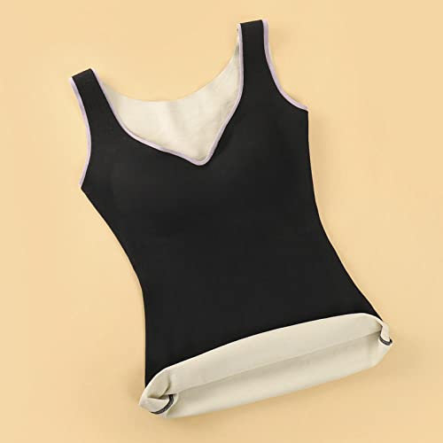 YUNHOME Angelweste Große Größe Weste Warme Weste Winterweste Herbst Und Winter Plus Samt-Warmweste Plus Samt-Unterwäsche Damen Nahtloses Bottoming Top Mit Brustpolster-Schwarz_XL (80-115Kg)