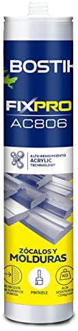 Bostik, Adhesivo de montaje acrílico para interior, Pegamento universal Resistente, Para trabajos de Bricolaje, FIXPRO AC806A, Blanco, 310 ML