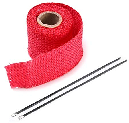 GSXLZ Hitzeschutzband 2 STÜCKE 1M Rollenauto Motorrad Auspuff-Header-Rohr Isolier-Wärme-Wrap-Band mit 2 Kabelbinder 8Colors für Moto Autozubehör 312 (Color : RED)