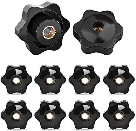 FYting Stella Testa Serraggio Dadi,10 Pezzi Dado Di Serraggio Nero Manopola di bloccaggio con filettatura femmina dado in plastica nera M8 per attrezzature industriali per macchinari-38mm,M10