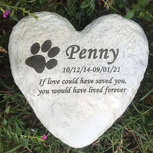 CUDMORERBE Pietra da giardino commemorativa per animali domestici, pietra da giardino personalizzata per cani o gatti, regali per la perdita di animali domestici, sia testo che modello possono essere
