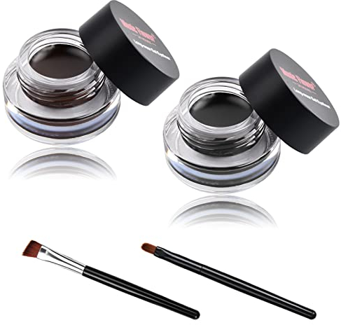 Vesaneae 2 Colour Delineador de Ojos, Lápiz de Ojos a Prueba de Manchas, Delineador Antiincrustante, Professional Delineador de Ojos, Eyeliner en Mousse, Gel Eyeliner con 2 Cepillo de Maquillaje