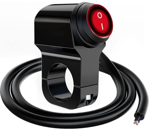 AUTOZOCO Interruptor luces faros para manillar de moto, Interruptor de luces para motocicleta, Encendedor de faros para manillar, 12 V CC 16A, Apto para diámetro: 22 mm, Cable 55 cm