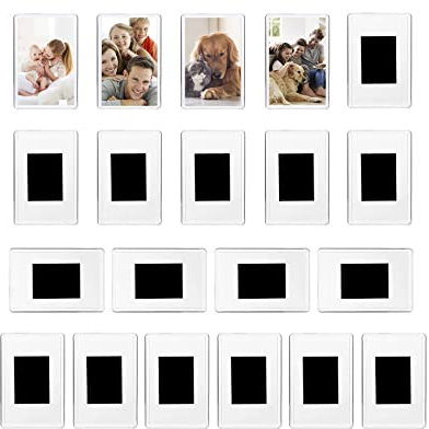 QWORK® 20 Stück Mini Magnetisch Bilderrahmen für Fotos 7 x 4,5 cm, Klares Acryl Bilderrahmen für Kühlschrank Hochzeiten Parteien