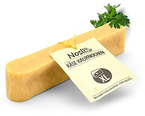 Nosli Käseknochen Hund • Natürlicher Käse für Hunde • Kauknochen aus Hartkäse • Käse Kauknochen aus Kuhmilch • Kauspaß & Zahnpflege • 3er Pack XL (110-140g)