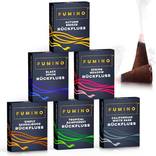 Backflow Incense Cones Fumino Fresh Multipack Essentials Bundle 6 Boxes 90 Pieces Masala Agarbatti Joss Fragrance for Relaxation and Meditation, Home and House Decor Scent