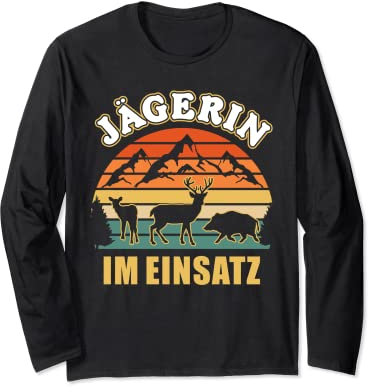 Jägerin Im Einsatz Jagdbekleidung Jagdschein Damen Jagd Langarmshirt