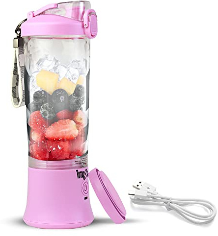 Total Chef Portable Mini Blender Cordless Personal Smoothie Maker 600ml Fruit Veggie Juicer Cup with Lid 6 Blades USB Rechargeable Ideal for Baby Food Gym Travel Sport On The Move Home Office Lilac