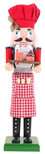 OKUMEYR Cascanueces de Madera Decoración de Mesa Adorno de Baker Marioneta Navideña para Hogar y Fiesta de Soldado 38Cm