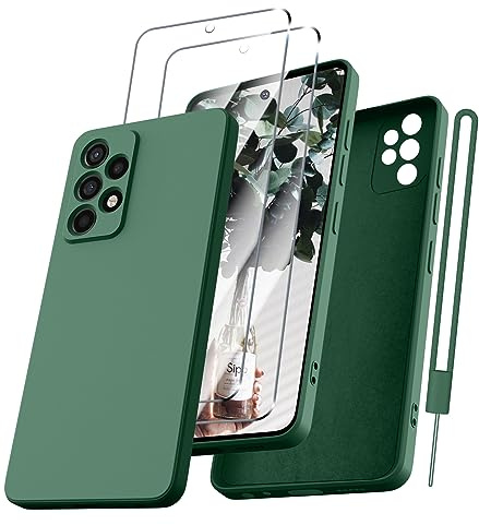 Kukiwhy für Samsung Galaxy A52/ A52S 5G Hülle mit 2 Stück Panzerfolie,Grün | Ultra Dünn Slim mit Microfiber, Kratzfeste Rundumschutz Schutzhülle für Samsung A52 4G/ 5G