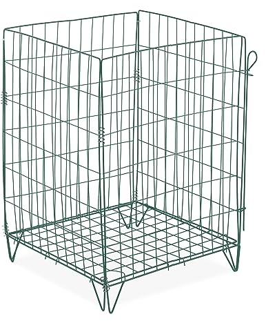 Relaxdays Compostiera a Griglia, Contenitore per Compost, Foglie e Rifiuti da Giardino, 68 x 46 x 46 cm, Acciaio, Verde