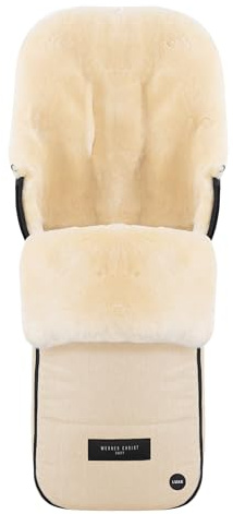 WERNER CHRIST FLIMS LUXE - Saco de bebé de piel de cordero - Saco de piel completo para cochecito (de 6 a 36 meses) de piel médica universal con ranuras largas en la nube