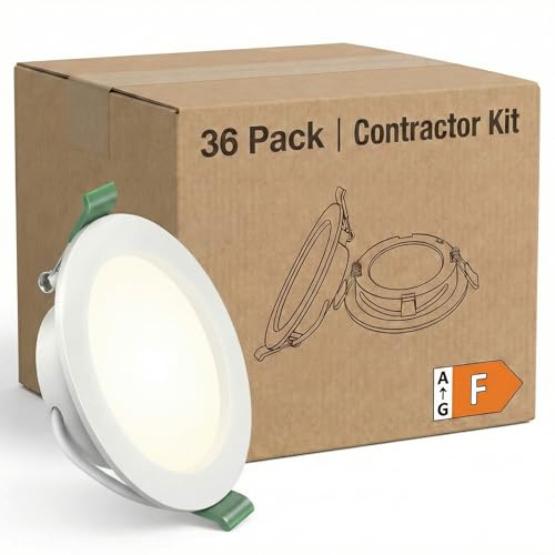 Yiahin 36er Set LED Einbaustrahler 4W - 4000K Neutralweiß - Ultra Flach 28mm Einbautiefe - Bohrloch Ø75-80mm - 339lm - Flimmerfrei & Nicht Dimmbar - Rostfreier Kunststoff Deckenspots