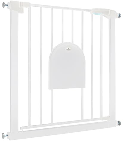 NAIZY Türschutzgitter 75-85 cm breit Treppenschutzgitter N Stop Safety Gate mit Ohne Bohren und Metall Gitter Erweiterbar mit separater Verlängerung - Weiß