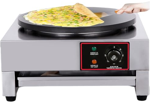 FURLOU Crêpière Commerciale de 15,7 Pouces, Grande Machine à crêpes, poêle à crêpes antiadhésive pour céréales, Plaque Plate, contrôle de la température réglable, pour la Maison et Le Restaurant
