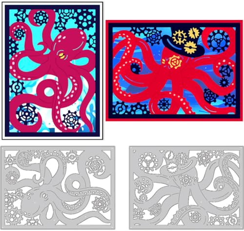 DELORIGIN 2 Stil Steampunk Stanzform Mit Oktopus Motiv Kartenherstellung Gestanzter Oktopus Rahmen Karbonstahl Stanzschablonen Neuheiten 2025 Für Heimwerker Bastelpapier Alben Geschenkdekor