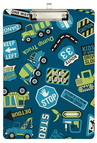 Klemmbrett für Klassenzimmer, Büro, Cartoon-LKW, Kunststoff-Klemmbrett, Standardbriefgröße, A4-Klemmbrett mit niedrigem Profil, Metallclip, dekorative Klemmbretter für Lehrer