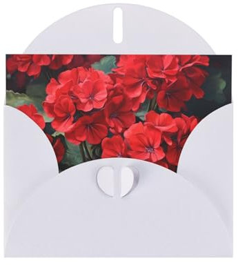 WHJYYXDE Weiße, hochwertige Perlpapier-Grußkarte, 10,2 x 15,2 cm, geeignet für Geburtstagskarten, Party-Einladungen, rote Geranien