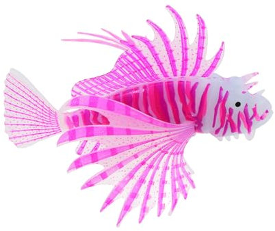 Hohopeti Künstliche Leuchtende Löwenfisch-Dekoration Aus Silikon Realistische Aquarium Dekoration Für Fischbehälter Schwimmendes Ornament Sichere Und wasserdichte Aquarium Verzierung
