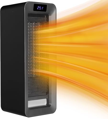 Mingfuxin Riscaldatore Portatile, 1500W Riscaldamento Elettrico ad Alta Efficienza, Riscaldamento in Ceramica PTC Con Termostato, 7 Colori LED Piccolo Riscaldatore Soffiante per la Casa
