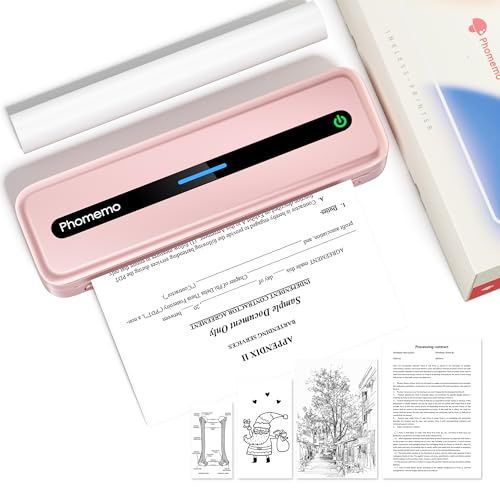 Phomemo M832 Thermodrucker A4, Mobiler Drucker A4 für Unterwegs, Büro, Schule, Zuhause, Kompatibel mit Windows/macOS/iOS/Android, Monochromer Reisedrucker Unterstützt nur Thermopapier, Rosa