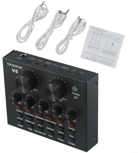 ComfyHarbor V8 Carte son externe, système de carte son portable avec câbles audio, câble de charge pour ordinateur, téléphone portable, annonce de jeux
