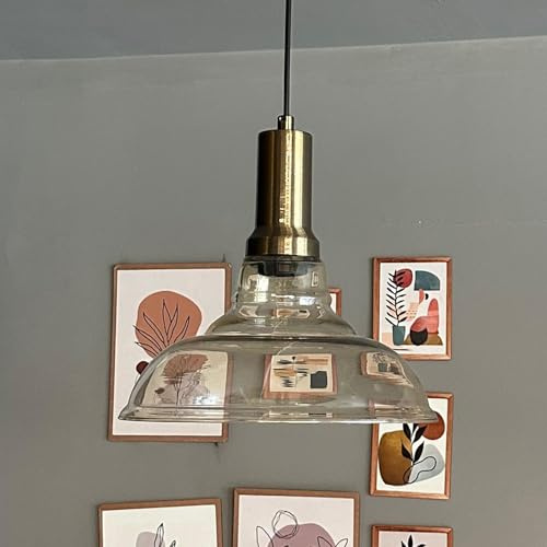 bamyum Elegant Pendelleuchte Vintage Glas, 27 cm Retro Hängelampe Esstich, Pendelleampe Kugel, Küchenlampe Wohnzimmer E27, Glaslampe Hangend, Lampenschirm