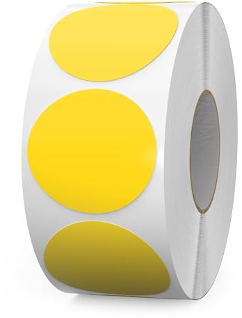 FINDAT 1000PCS Yellow Round Labels 38mm Colour Coding Circle Stickers | Vinyl, Removable, Waterproof, Name Tags for Envelopes, Sealing, Bottle, Jar