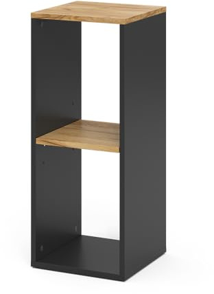 Vicco Bücherregal Tomy, Anthrazit/Goldkraft Eiche, 30 x 74 cm | mit 2 offenen Fächern, zur Aufbewahrung und Präsentation von Büchern und Deko
